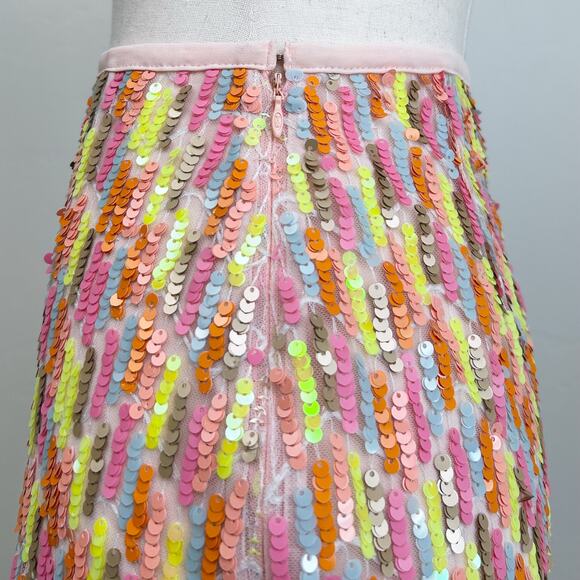 Jaspal Colorful Pink Sequin Side Slit Knee Length Pencil Skirt - Picture 4 of 7